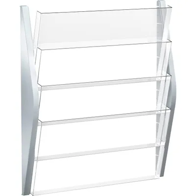 Produktbild von helit Wand Prospekthalter DIN A3 quer 4 Fächer silber