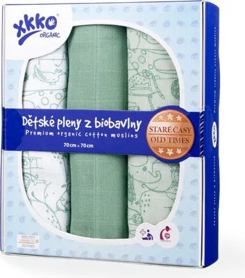 Image de xkko Couches en coton Old Times Organic, lot de 3 Granite Green