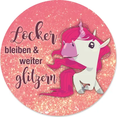 Produktbild von Mauspad mit Motiv – Einhorn Glitzer rosa rund - Ø 22 cm I rutschfest I dv_270