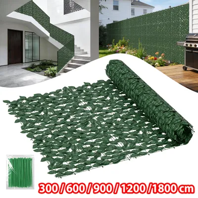Produktbild von LARS360 100 × 600 cm Dekorativer Efeu Sichtschutz, künstliche Ranken mit immergrünen Blättern, erweiterbarer Sichtschutzzaun, inklusive Kabelbinder
