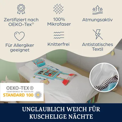 Produktbild von Sleepwise Baby Bettwäsche 100 x 135 cm, Kinder Bettwäsche für Baby Mädchen & Junge, Kissen- & Bettbezug Set aus Mikrofaser, Bettwäsche ® Getestet, Kinderbettwäsche für Kleinkind, Hypoallergen