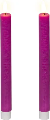 Produktbild von LED Kerzen mit Timer 24,5cm Wachs 2er Set Lila / Warmweiß