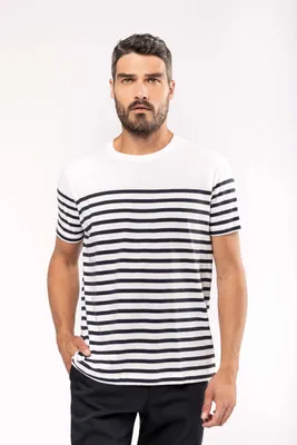 Produktbild von Kariban T-Shirt im Marine-Stil mit Rundhalsausschnitt Bio Herren