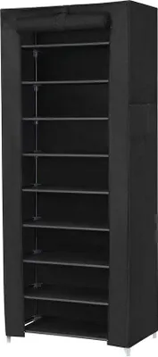Image de Grande étagère à chaussures à 10 niveaux, noire, 160 x 58 x 28 cm