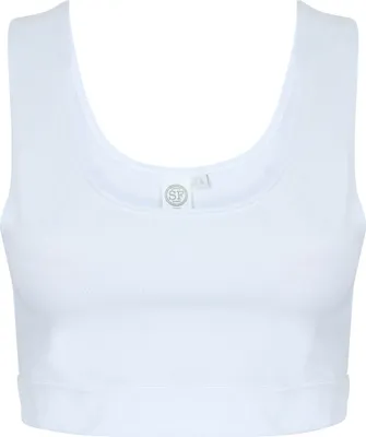 Produktbild von Skinni Fit Damen Fashion Crop Top RW5493 (L) (Weiß/Weiß)