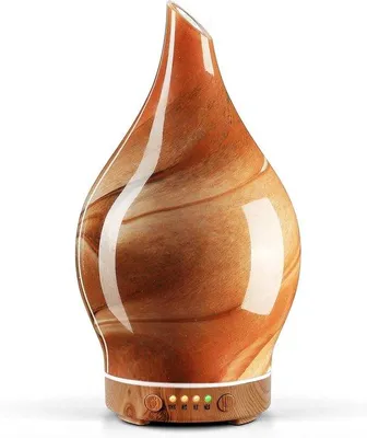Zdjęcie produktu dla Dyfuzor zapachowy i nawilżacz powietrza o pojemności 150 ml - ultradźwiękowy, cichy nawilżacz z podświetleniem LED w 7 kolorach - idealny do jogi, spa i domu