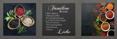 Produktbild von 3er-Set gerahmte Bilder FAMILIENREZEPT 3x23x23 cm – Küche & Essen