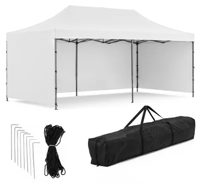 Image de Tente pliante 3 x 6 m Springos® – Tente de jardin, tente de réception, tente de marché, tente de restauration, bleue