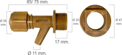 Obrázek produktu pro Plastový mini sudový kohoutek s 3/4palcovou maticí