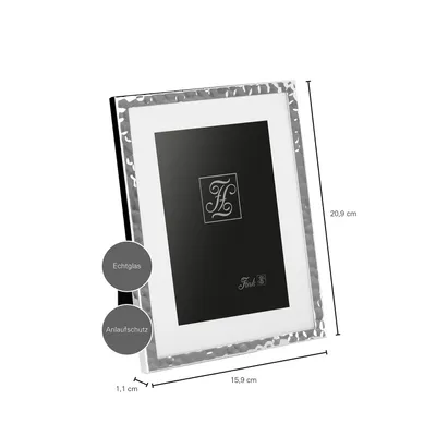 Zdjęcie produktu dla Fink MILAN, rama na zdjęcia 10x15 cm, szkło, srebrzona, metal, gładka, kolor srebrny, długość 16 cm, szerokość 21 cm, wysokość 1,5 cm, numer produktu: 133265