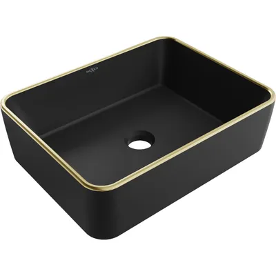 Obrázek produktu pro Mexen Catia umyvadlo na desku 48 x 37 cm, Matná černá/zlatý okraj - 21314875