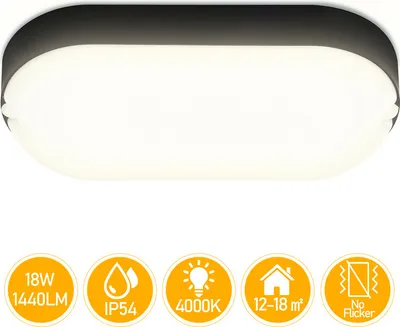 Image de Hengda Lampe LED pour locaux humides 15W 6x Plafonniers étanches IP54 Lampe étanche Garage Cave