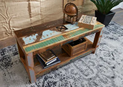Produktbild von MASSIVMOEBEL24 Couchtisch Altholz 110x45x50 mehrfarbig lackiert NATURE OF SPIRIT #107