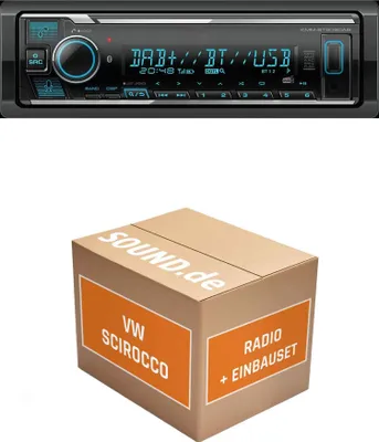 Produktbild von Autoradio Einbaupaket Kenwood KMM BT508DAB passend für VW Scirocco III Schwarz | Bluetooth Telefonieren DAB+