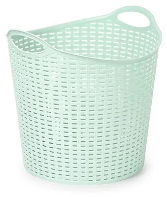 Produktbild von Plasticforte Geflochtener Waschekorb/Aufbewahrungskorb - flexibel - grun - 27 l