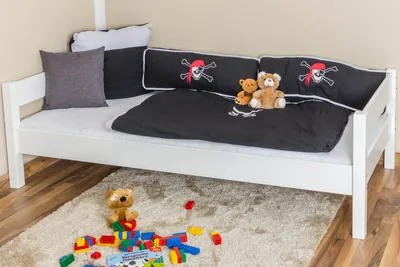 Produktbild von Einzelbett Marc Buche Vollholz massiv weiß lackiert, inkl. Rollrost - 90 x 200 cm