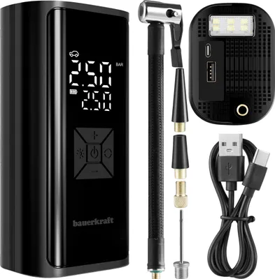 Zdjęcie produktu dla Pompka rowerowa elektryczna kompresor do opon powerbank 6000mAh latarka LED