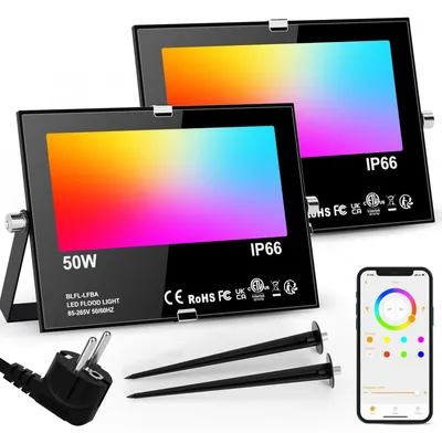 LED-Flutlicht RGB 50 W dimmbar IP66 2er-Pack Bluetooth