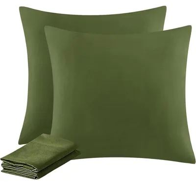 Produktbild von Kissenbezug 80x80 2er Set Olivgrün Mikrofaser mit Reißverschluss