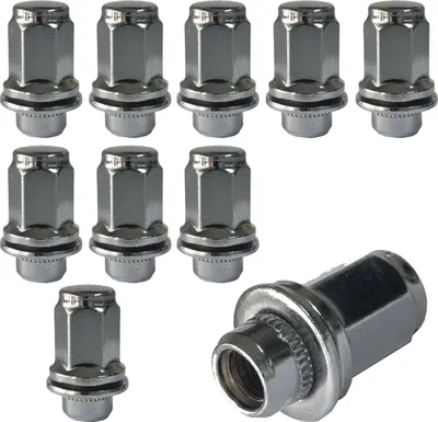 Obrázek produktu pro 10x matice kola M12x1,5 plochý límec chrom 47 mm | šířka klíče 21 mm kompatibilní s Lexus ES III GS I GS II GX I AWD GX II AWD IS I LS II LS III RX I RX I AWD RX II RX II AWD SC I SC II