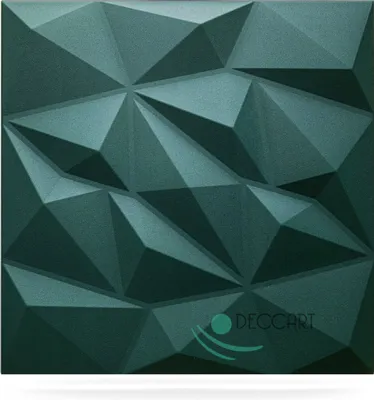 Produktbild von deccart, Wand- und Deckenpaneele, Polystyrol, Grün, 50x50 cm (0,25m²), 3D geometrischer Stil, 2,0-2,5 cm dick, einfache Montage, leicht bearbeitbar, glatte Oberfläche