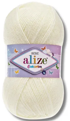 Image de Alize 1x 100g, fil à tricoter et à crochet, couleur unie (crème - 01)