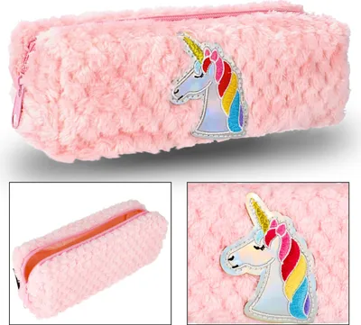 Produktbild von Einhorn Plüsch-Federmäppchen für Mädchen, mit Reißverschluss 22x8x7cm