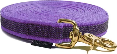 Produktbild von Mystique® Gummierte Schleppleine 20mm mit Handschlaufe Messing Scherenkarabiner lila 20m