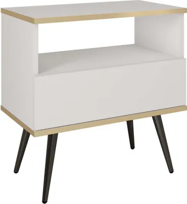 Produktbild von FURNLUX Nachttisch Oro Weiss Und Schwarz 54cm / Hauptfarbe: Weiß / Abmessungen: 54 x 39 x 59 cm