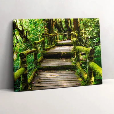 Produktbild von Holzsteg - Agrotourismus – Leinwandbild Wandbild – 80x60 cm – Leinwandbilder – Wandbilder – Schlafzimmer – Flur