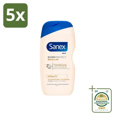 Produktbild von 5 x Sanex BiomeProtect Micellair Douchegel Vitaliteit 400 ml - Vorratspackung - 5 Stücke