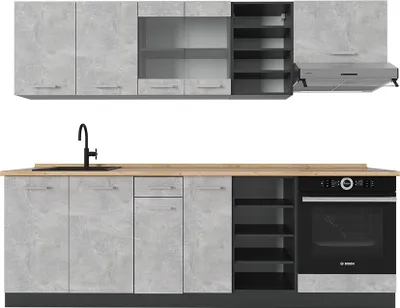 Produktbild von Küchenzeile Vicco R-Line Beton/Anthrazit 240 cm ohne Arbeitsplatte, Model 53413