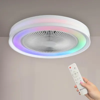 Immagine prodotto di Ventilatore a soffitto LED LM8830 di M mimotec, con controllo della luminosità, luce con cambio colore e telecomando