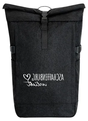 Produktbild von Kurierrucksack Aschaffenburg 30-44 Liter Schwarz Melange Fairtrade Rolltop Geschenkidee