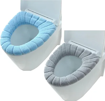 Produktbild von WC-Sitzbezug Plüsch, WC Sitzbezüge, Toilettensitzabdeckung mit Gummizug,Toilettensitzbezug Waschbar, 2 Stück WC-Sitzbezüge für Alle Jahreszeiten