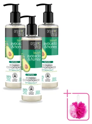 Productafbeelding van 3 x Natuurlijke herstellende conditioner - Avocado & Honing - 280 ml - Voordeelverpakking - 3 stuks
