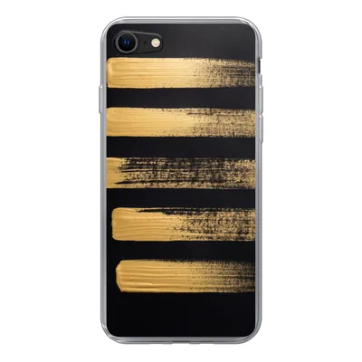 Produktbild von MuchoWow® Handyhülle Schutzhülle Hülle für iPhone SE 2022 Muster aus goldener Farbe auf schwarzem Hintergrund Silikon Softcase Handy Hülle - Schutzhülle