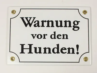 Produktbild von Wetterfestes Emaille Schild Warnung vor den Hunden WEISS wetterfest und lichtecht