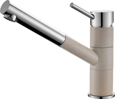 Obrázok produktu pre Kuchynská batéria – vysokotlaková jednopáková batéria – výsuvná a otočná – nerezová oceľ – béžová – výška 21,3 cm – pripojenie 3/8 palca, MODERNO VAIANA