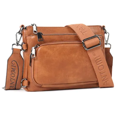 Produktbild von Damen Umhängetasche Klein, Vintage Schultertasche Crossbody Bag, mit Abnehmbarem Breitem Schultergurt, Handtasche Damen Klein