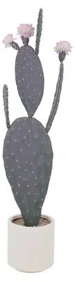 Produktbild von Künstlicher Kaktus - Kunstpflanze im Topf - 118 cm Hoch - Realistische Blüten - Für Innenbereich - Bodenaufstellung - Grün