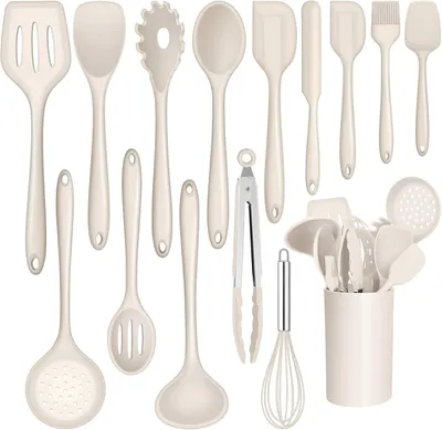 Produktbild von Kochbesteck-Set Joyfair Küchenhelfer-Set, 15-teiliges Silikon-Kochgeschirr-Set, hitzebeständiges Kochgeschirr mit Küchenutensilienhalter, Antihaftbesc