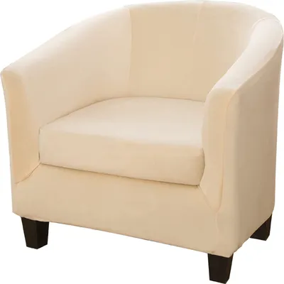 Obrázek produktu pro Topchances Kryt židle Club Chair Slipcover, Velvet Tub Chair Sofa Cover pro Cafe Chair Club Chair Lounge Chair Cocktail Chair (béžová)