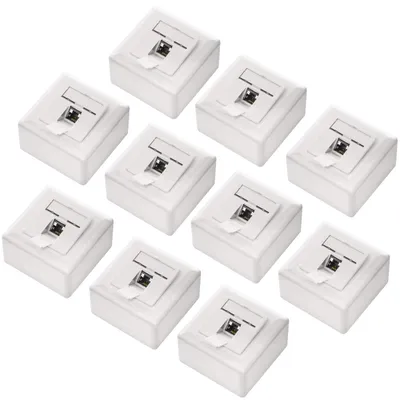 Obrázok produktu pre deleyCON CAT6 univerzálna sieťová zásuvka, 1x RJ45 port, tienená, 10 kusov, biela