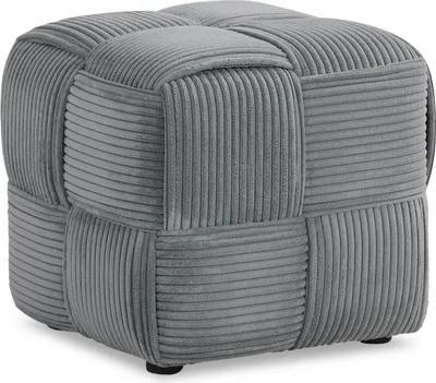 Produktbild von Homestyle4u 2647, Sitzhocker Grau Cord Sitzwürfel Polsterhocker Pouf Hocker Gepolstert