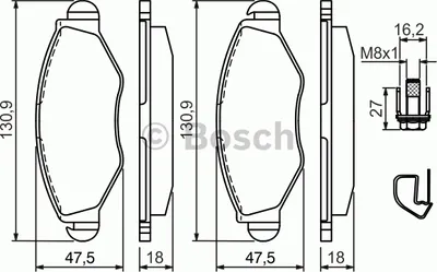 Produktbild von Bosch Bremsbelagsatz, Scheibenbremse 0 986 494 039
