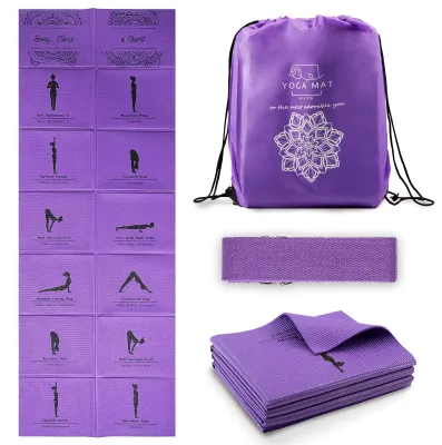 Image de Tapis de yoga pliable pour femmes, tapis de sport antidérapant, 173 x 61 cm, épaisseur 5 mm