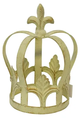 Produktbild von Pflanzkrone aus Metall als Rankhilfe im Shabby Chic in altweiß für Dekoration im Haus und Garten, Höhe: 21 cm