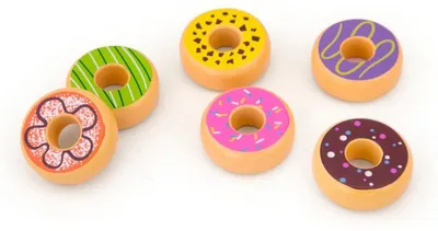 Produktbild von Holzspielzeug fü r Kinder Viga Set aus 6 Holzdonuts