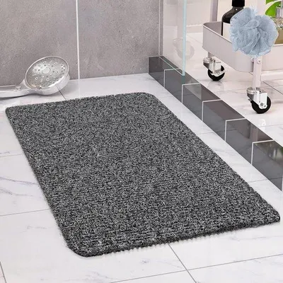 Image de Tapis de douche antidérapant 40 x 80 cm, PVC souple, noir et blanc